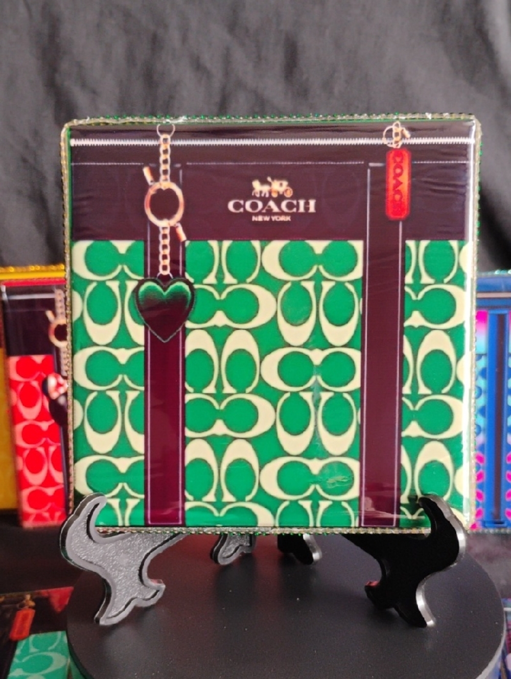 Coach Green and Cream Signature Print Art